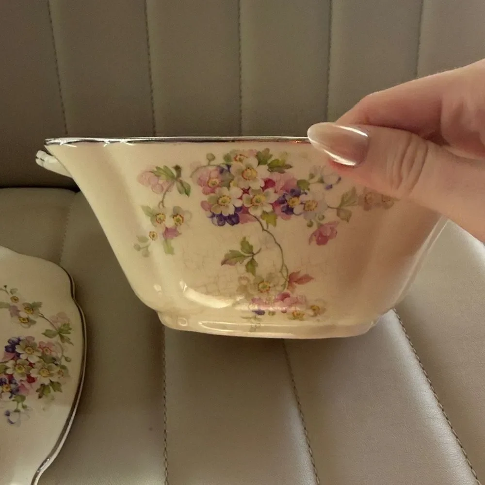 Vintage Paden City Pottery Regina pattern Floral Serving Dish with Lid